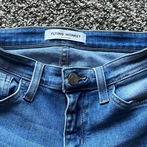 Flying Monkey Mid Rise Tuxedo Side Slit Skinny Crop Jeans - Picture 5 of 7